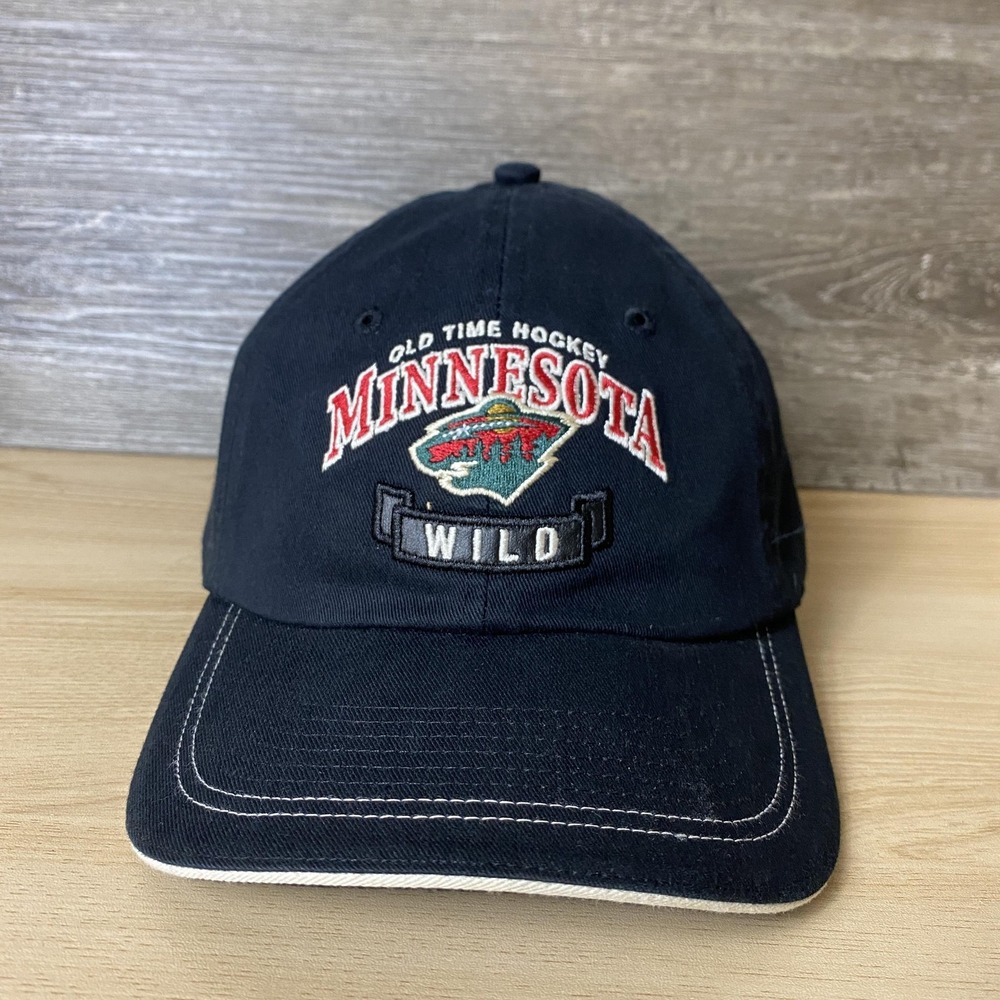 Minnesota Wild Hat Cap Strap Back Black NHL Hockey Mens Old Time Hockey One Size